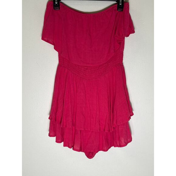 Big Water Blue Sky Hot Pink Strapless Mini Romper Sz M - Picture 1 of 2